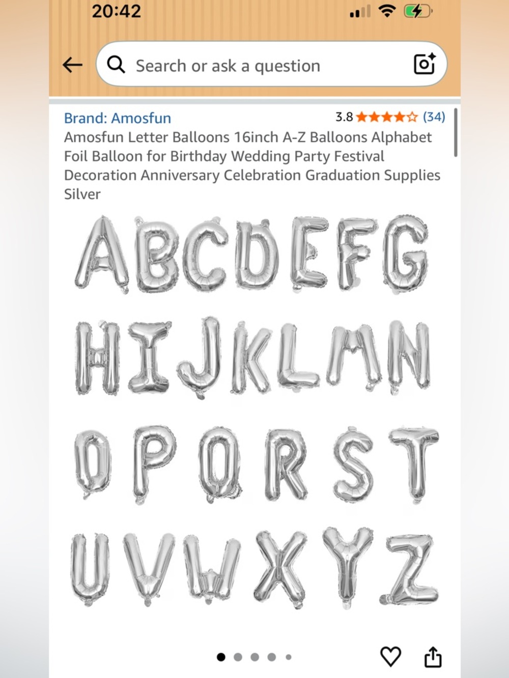 Silver Letter Foil Balloons - A to Z